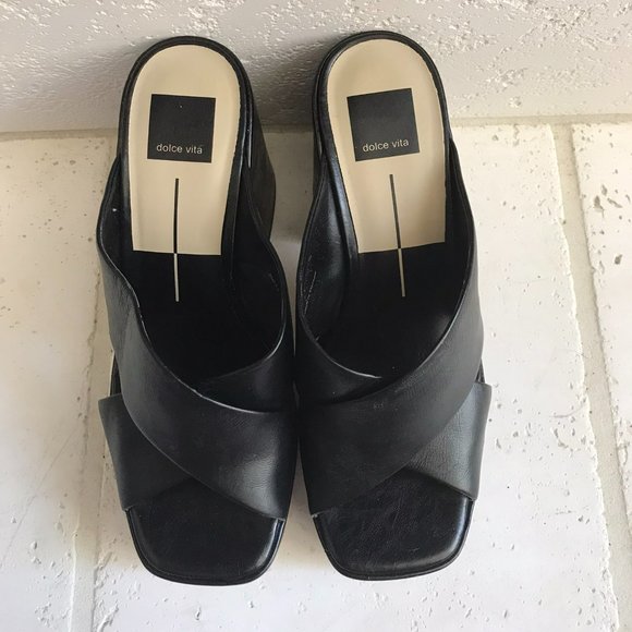 Dolce Vita Black Leather Mules - Picture 2 of 9